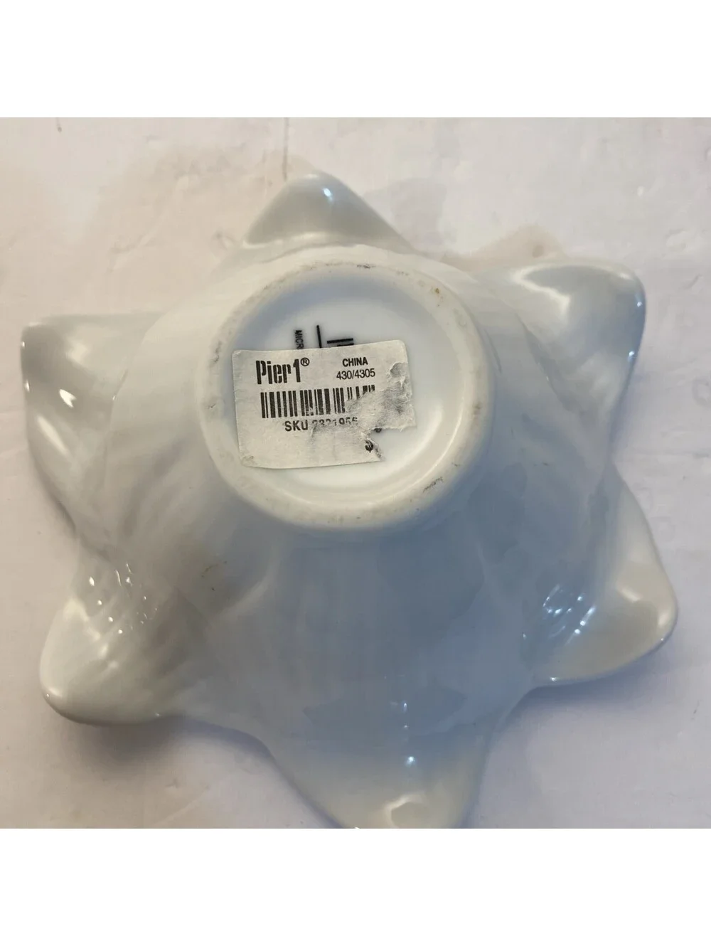 Pier One Flower Decor Bowl White Porcelain 430/4305 New Open Box